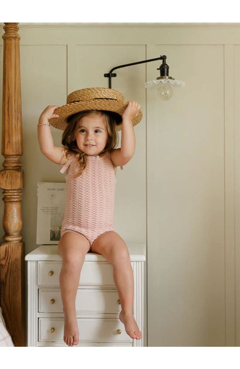 Ely's & Co. Looms Wave Collection - Knit Pointelle Romper, Alternate, color, Rose Knit Pointelle