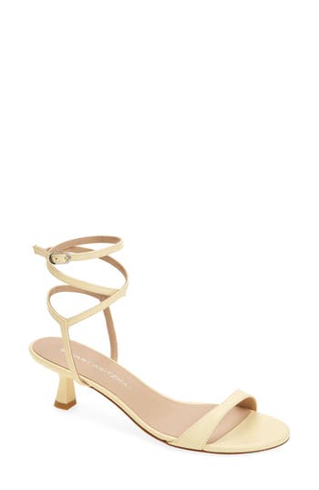 Stuart Weitzman Nudist Metallic Leather Stiletto Wrap Sandals In Yellow
