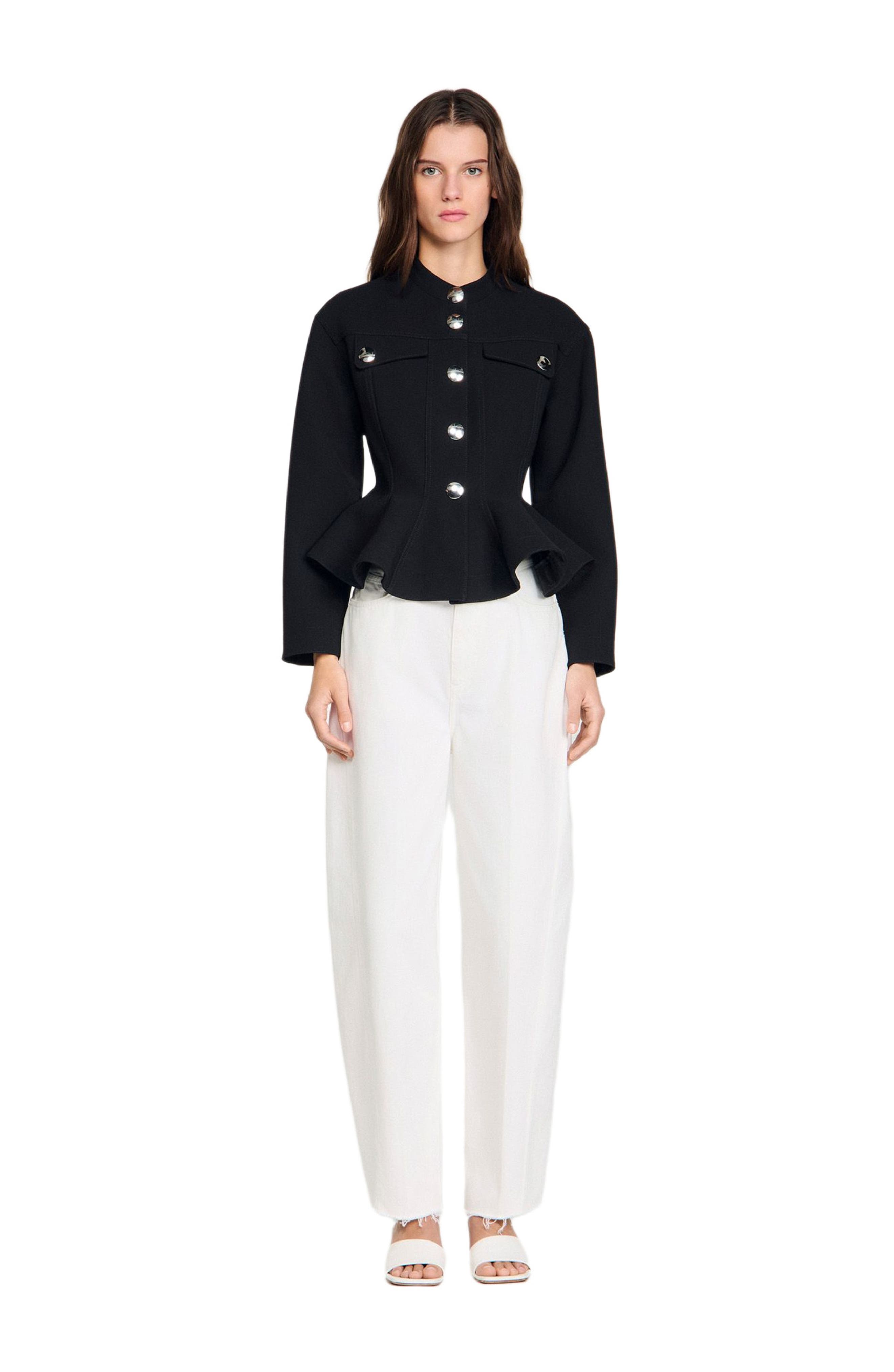 Cropped ruffled peplum jacket