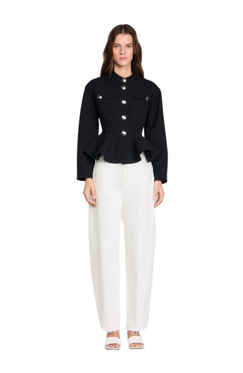 Cropped ruffled peplum jacket