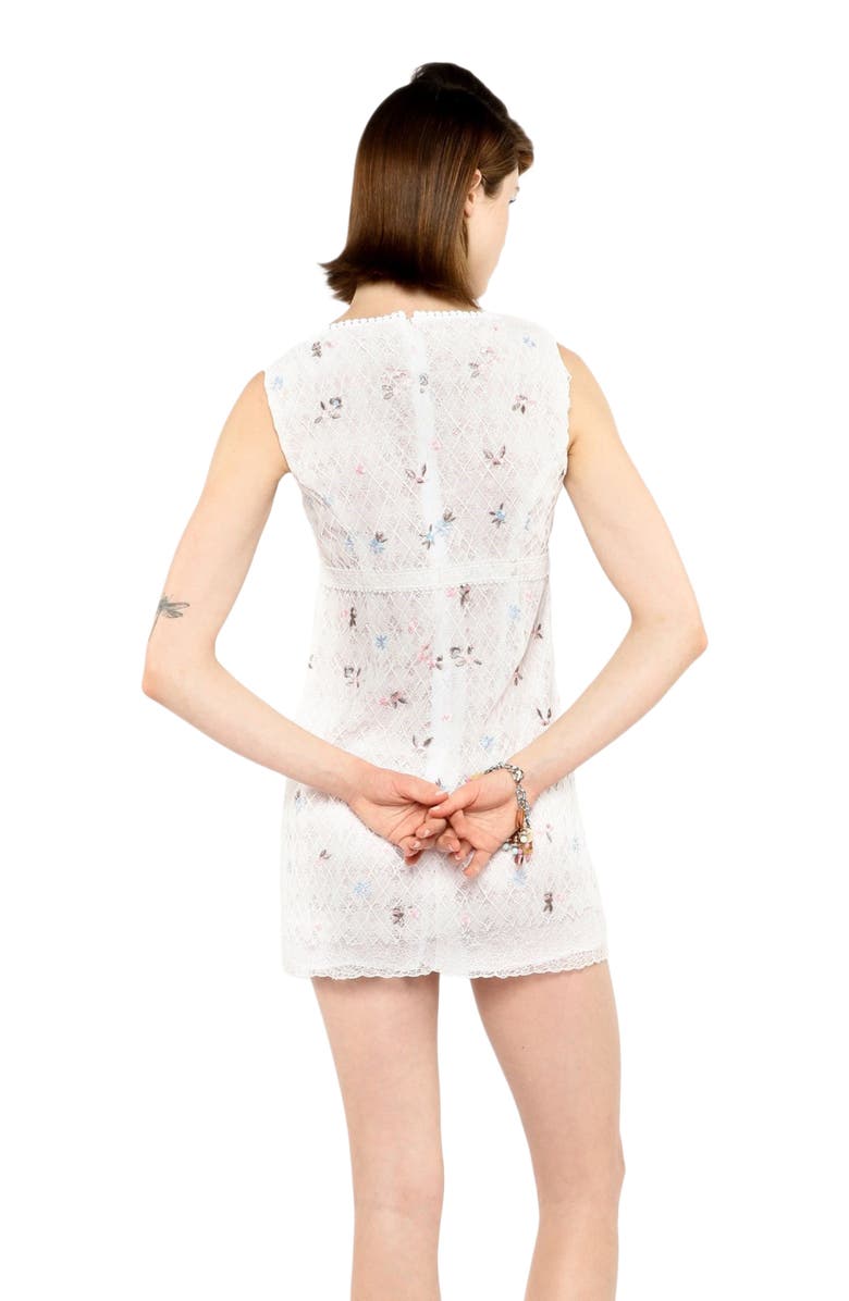 Anna Sui Embroidered Lacey Trellis Mini Dress, Alternate, color, White Multi