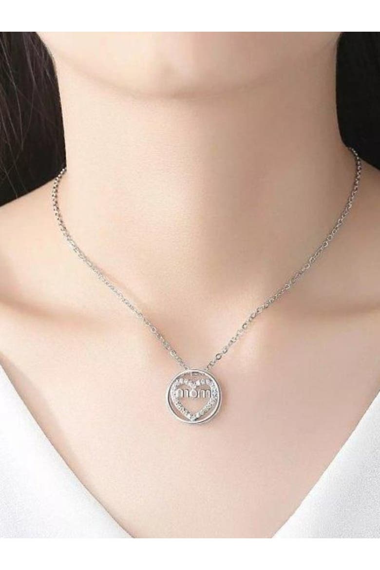 Mom Necklace Heart Circle Of Love Silver Finished Necklace, Alternate, color, Silver