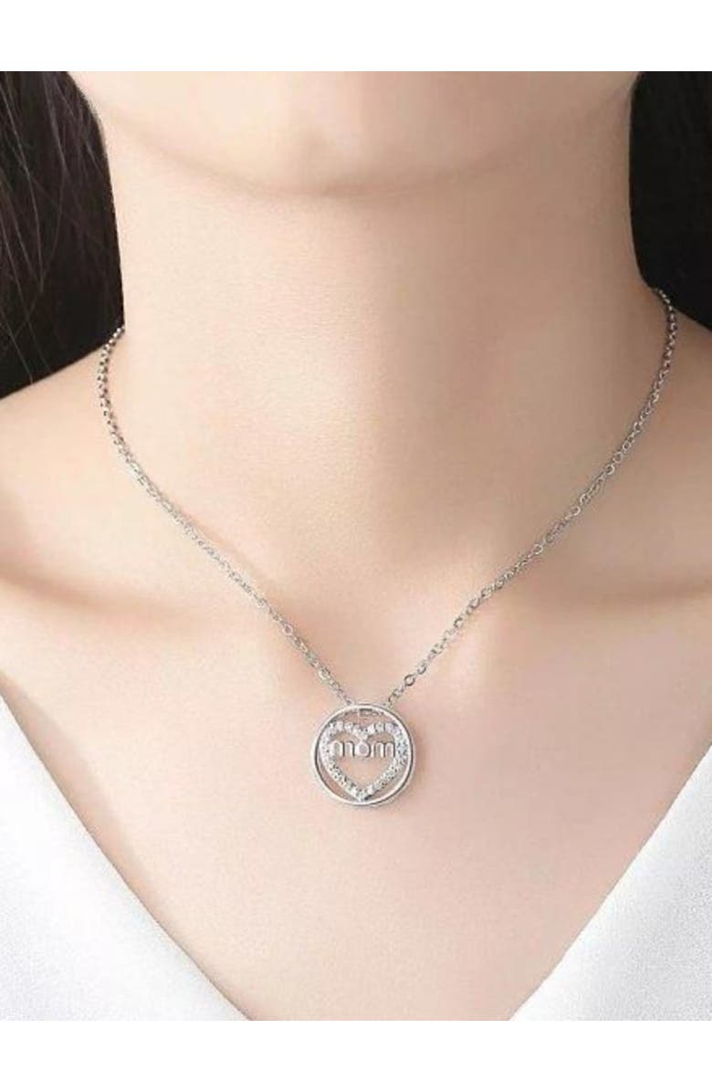 Hollywood Sensation Mom Necklace Heart Circle Of Love Silver Finished Necklace, Alternate, color, Silver