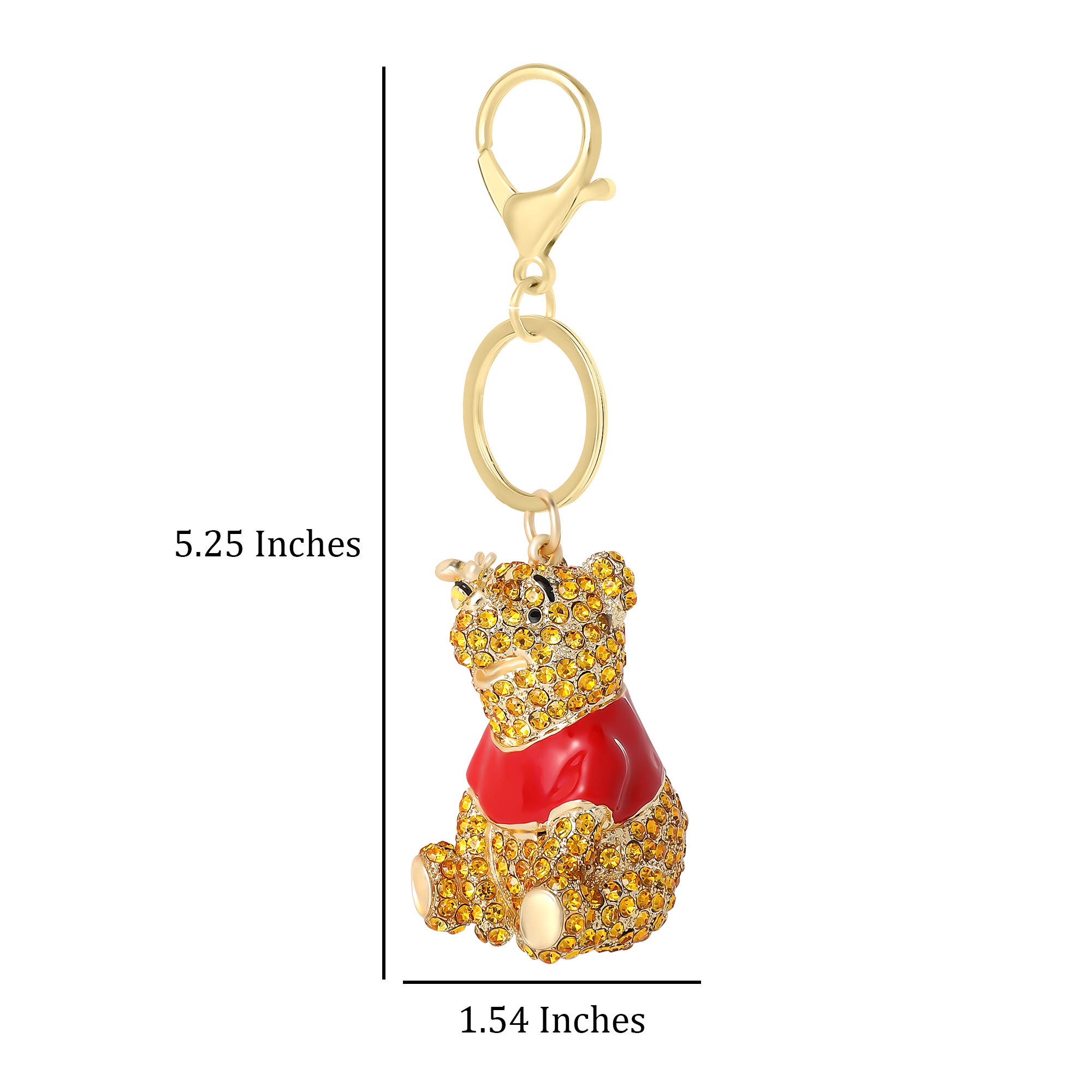 Disney Winnie the Pooh Crystal Pavé Crystal Bag Charm Keychain, Officially Licensed, Alternate, color, Orange