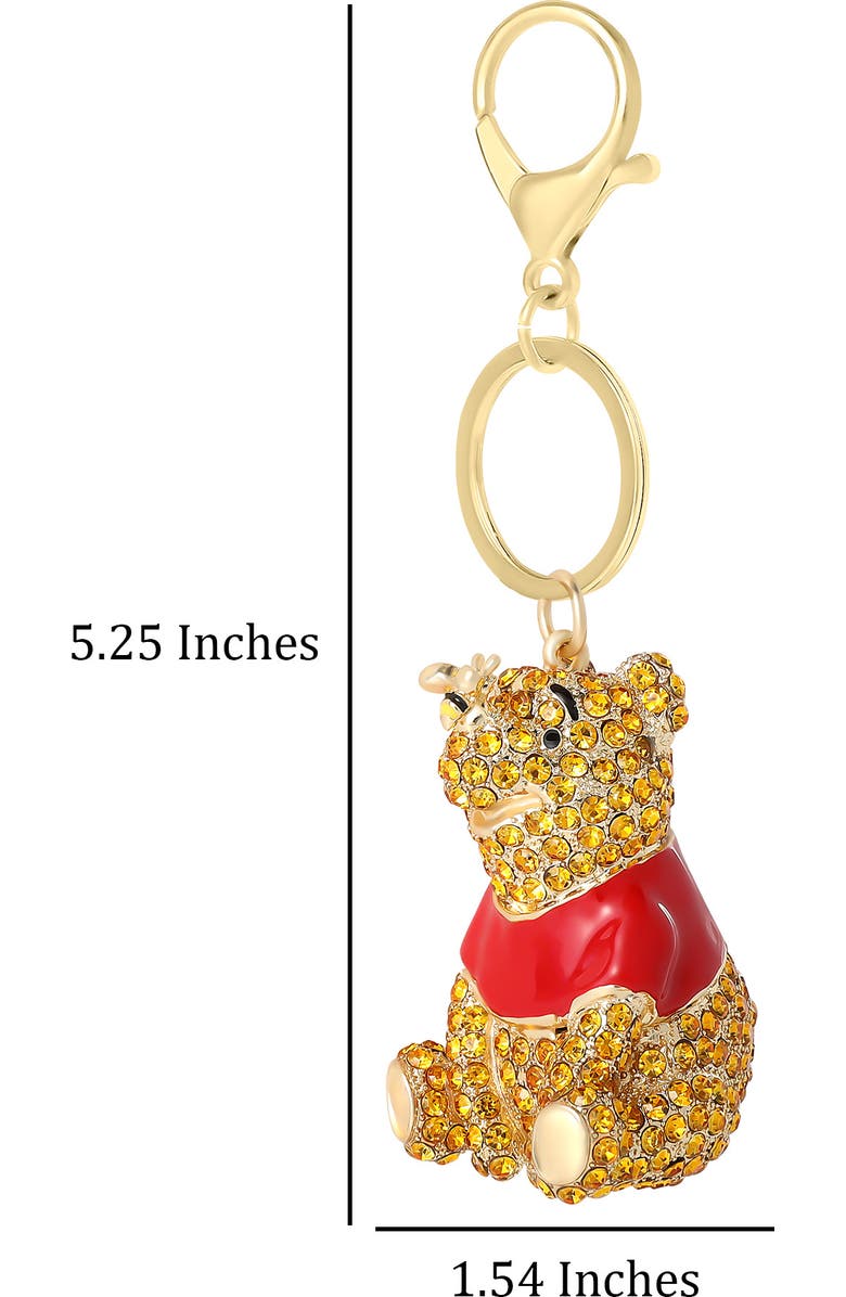 Disney Winnie the Pooh Crystal Pavé Crystal Bag Charm Keychain, Officially Licensed, Alternate, color, Orange