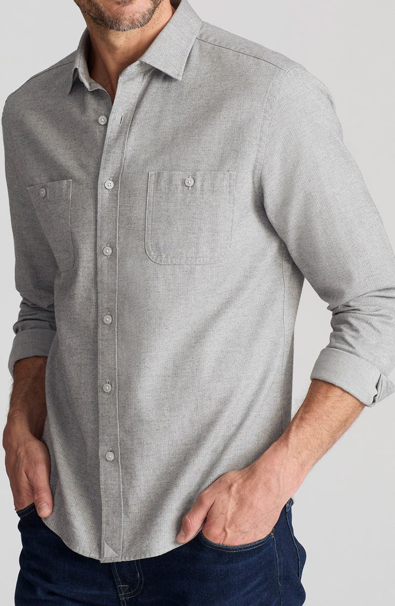 UNTUCKit Hemsworth Flannel Twill Button-Up Shirt, Main, color, Light Grey
