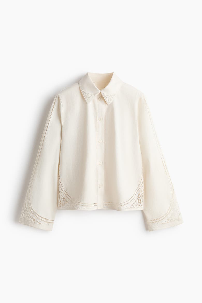 Cotton Jacket With Eyelet Embroidery, Alternate, color, Cream