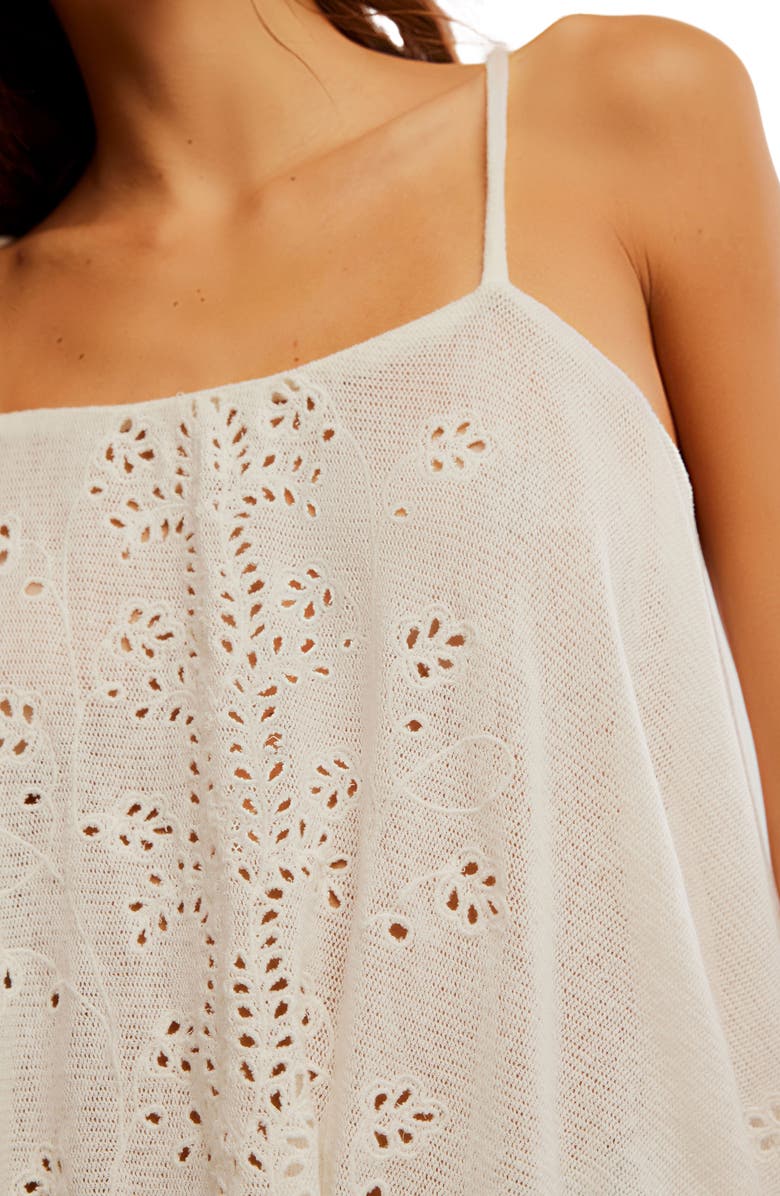 Free People Last Dance Eyelet Knit Tank, Alternate, color, Ivory