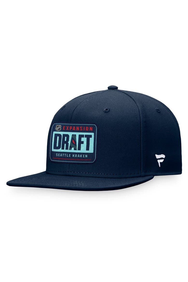 Men's Fanatics Branded Navy Seattle Kraken 2021 NHL Expansion Draft Snapback Adjustable Hat, Main, color, Navy