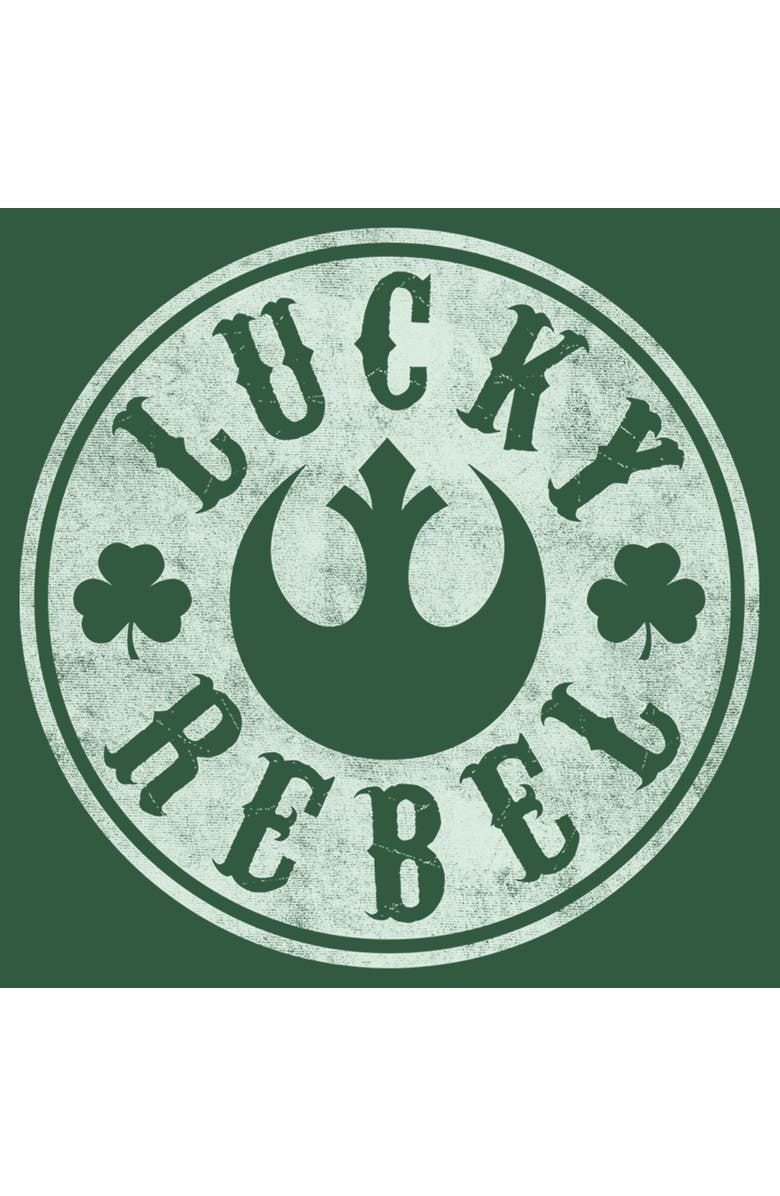 Star Wars Men's Star Wars Distressed Lucky Rebel Shamrock Graphic T-Shirt, Alternate, color, Light Green