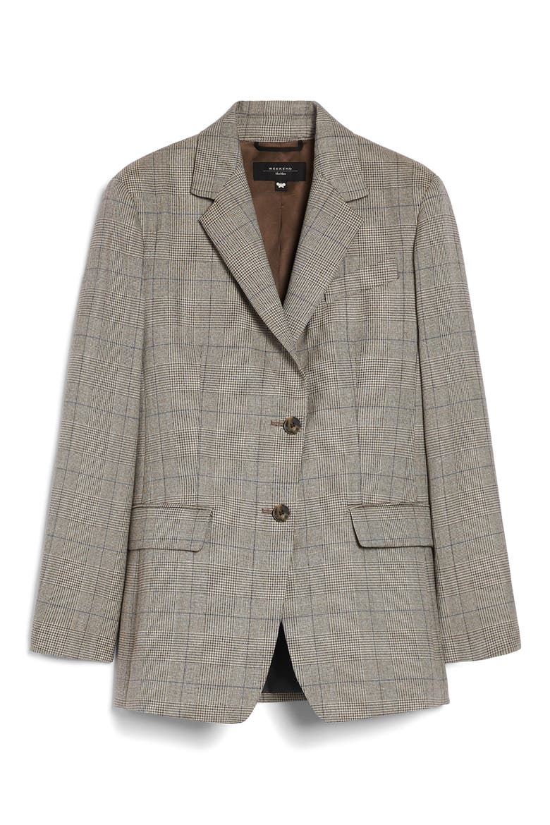 Burgos Plaid Wool Blazer, Alternate, color, BISCUIT