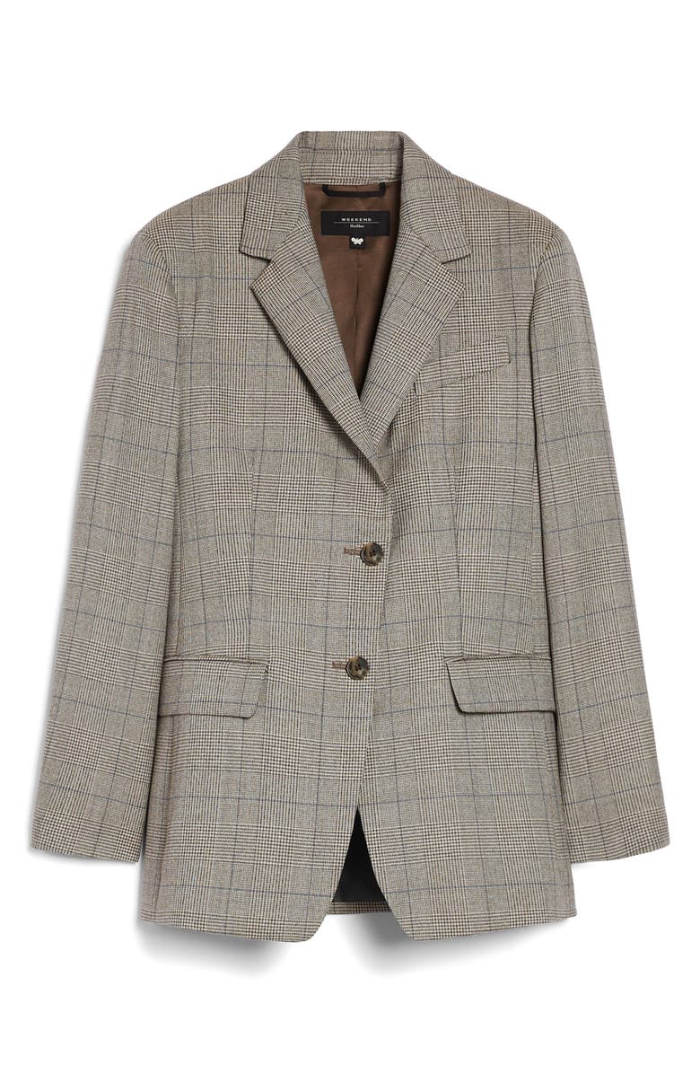 Weekend Max Mara Burgos Plaid Wool Blazer, Alternate, color, Biscuit