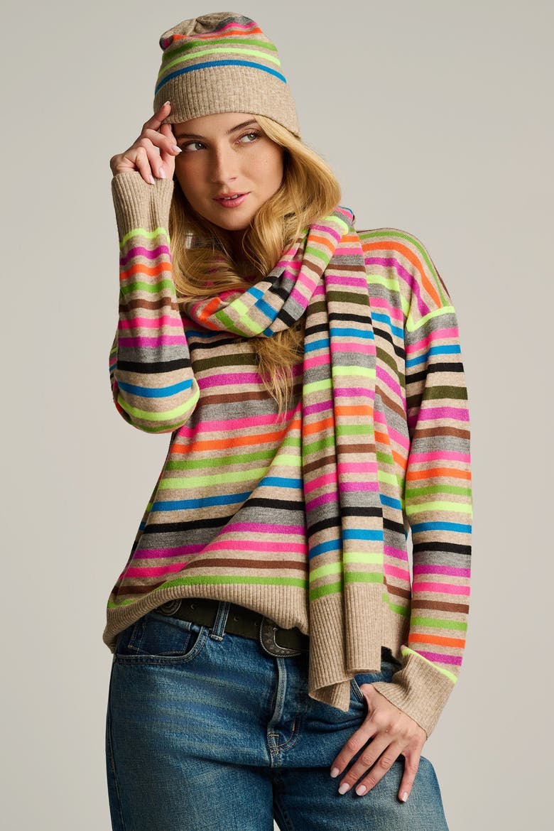 Hype The Stripe Sweater, Alternate, color, Oat Multi Stripe