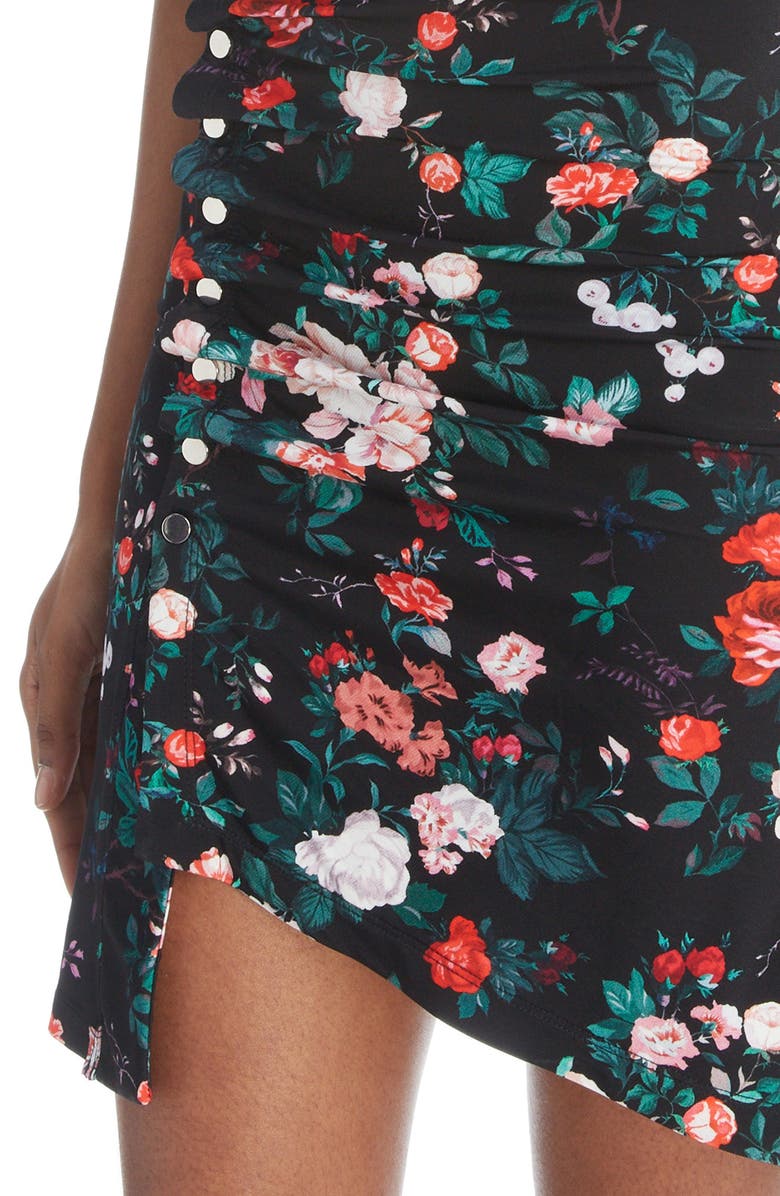 Rabanne Floral Print Ruched Jersey Minidress, Alternate, color,