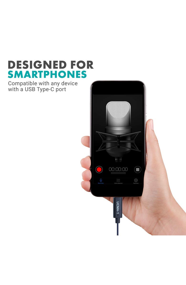 MOVO UCMA-1 Female 3.5mm TRS Microphone Adapter Cable to USB Type-C Connector Dongle, Alternate, color, Black