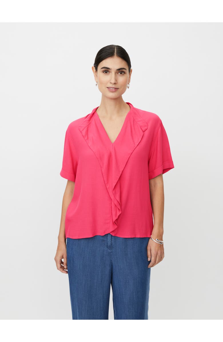 Masai Copenhagen MaDyvora V-Neck Ruffle Blouse, Main, color, Carmine