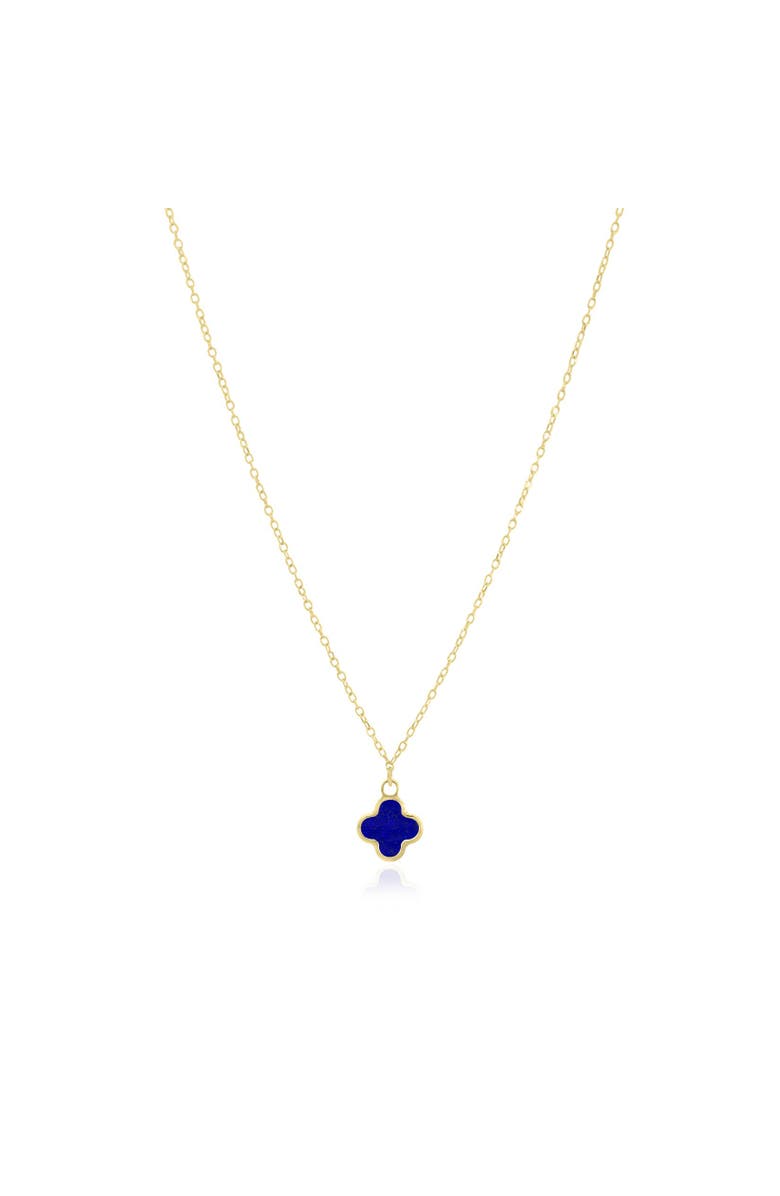 The Lovery Fine Jewelry Mini Lapis Single Clover Necklace, Main, color, Lapis