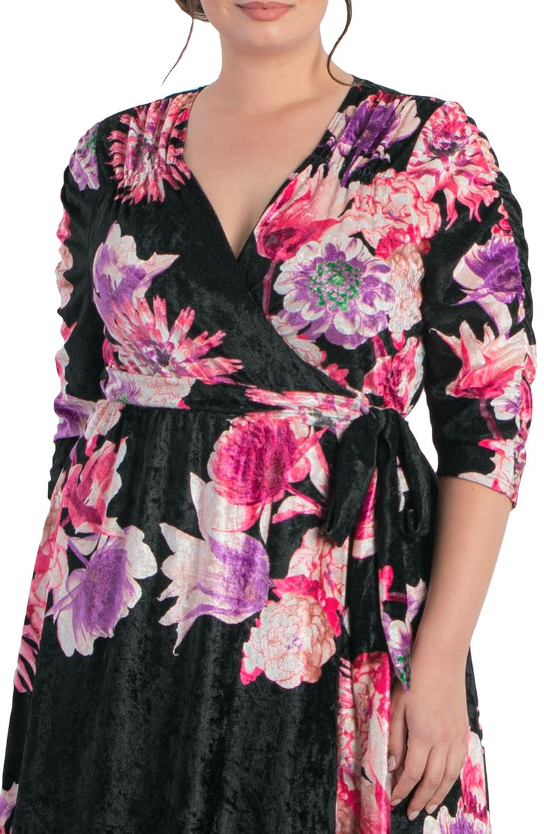 Kiyonna Cara Crushed Velvet Wrap Gown, Alternate, color, 