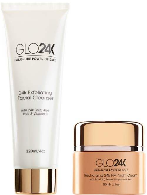 GLO24K UNLEASH THE POWER OF GOLD Exfoliating Facial Cleanser & Night Cream in Na  product