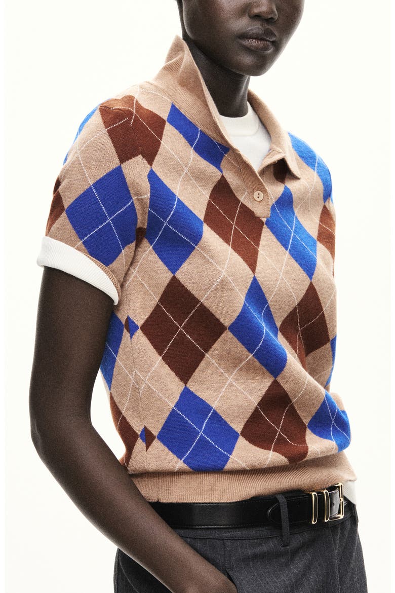 Argyle Polo Sweater, Main, color, MEDIUM BROWN