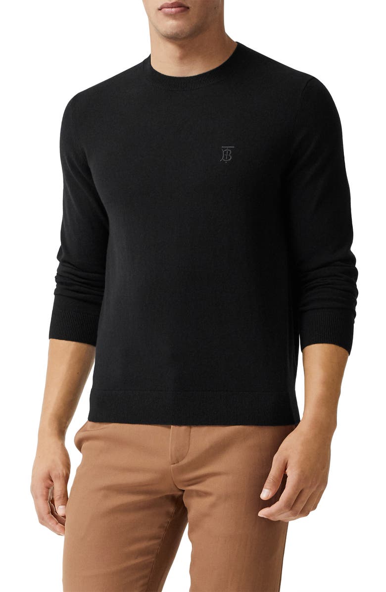 Burberry Bancroft TB Monogram Embroidered Cashmere Sweater, Alternate, color, 