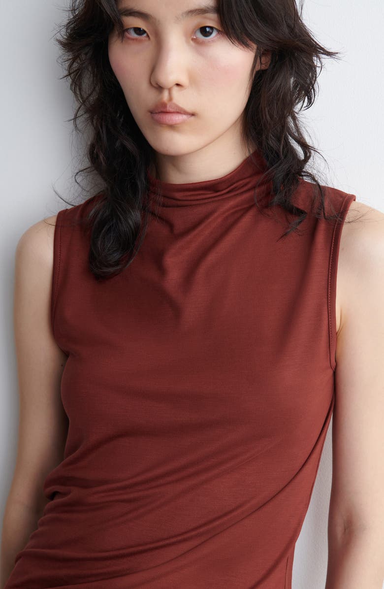 COS Draped Mock Neck Tank, Alternate, color, Red Dark