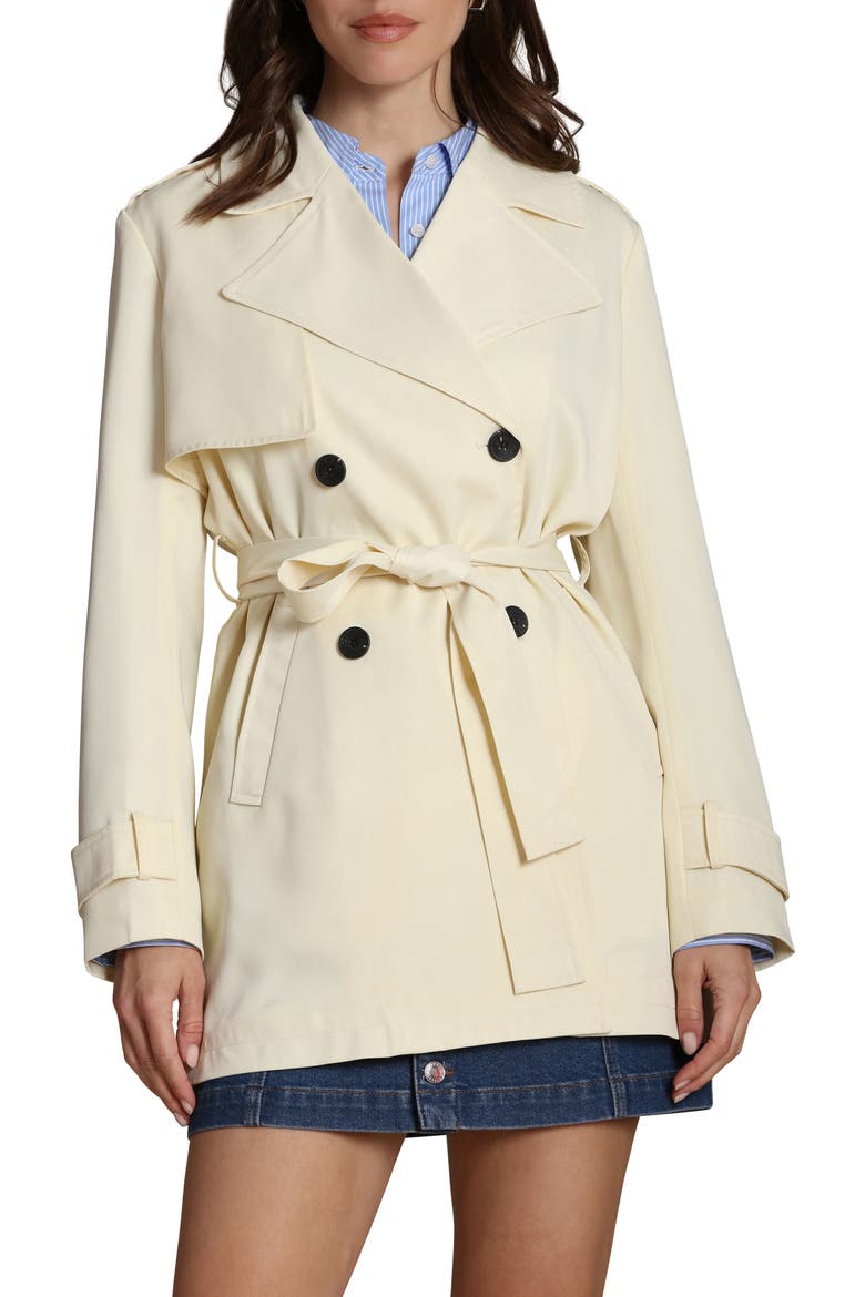 Double Breasted Short Trench Coat, Alternate, color, BUTTERMILK