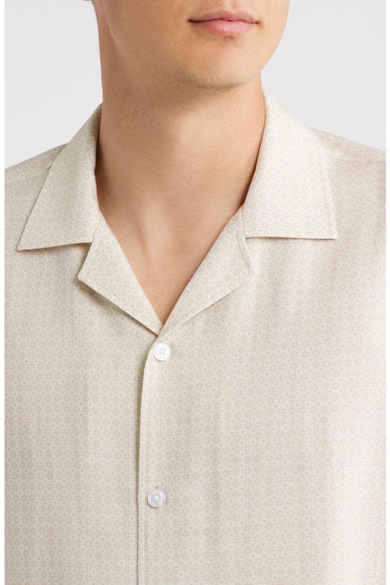 Lars Relaxed Fit Micropattern Camp Shirt, Alternate, color, OPEN BEIGE