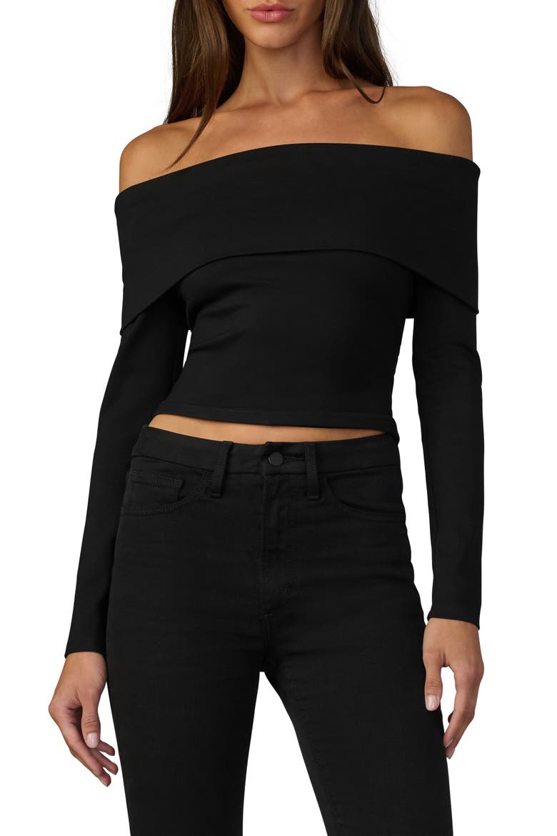The Olive Off the Shoulder Long Sleeve Top, Main, color, BLACK