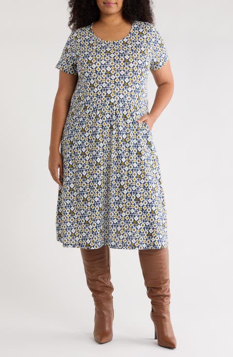 Enor Abstract Print Organic Cotton T-Shirt Dress (Plus)