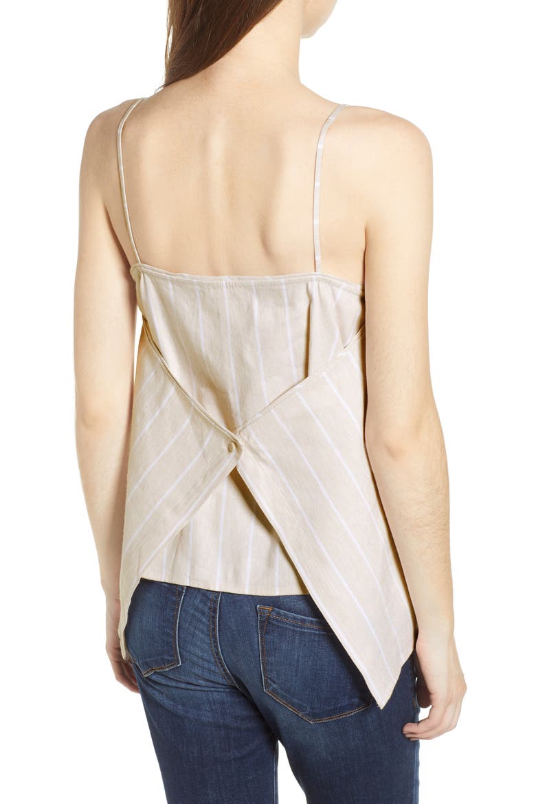 Button Back Camisole, Alternate, color, BEIGE MORN RETRO STRIPE