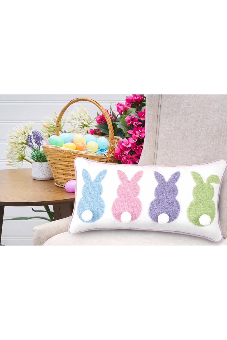 Easter Bunnies Tufted Tails Small Petite Mini Accent Pillow 10" x 20", Alternate, color, Pink