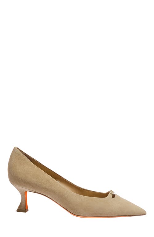 Santoni Suede Mid-heel Pump In Brown