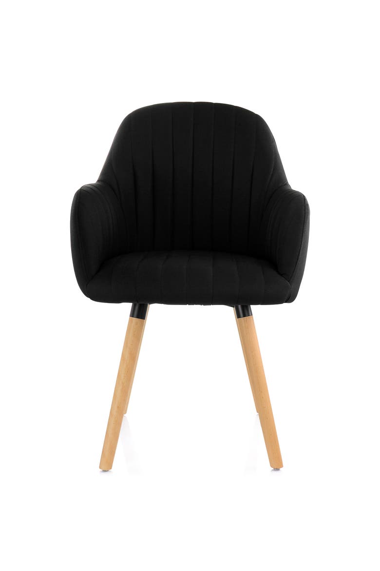 2 Piece Fabric Tufted Chair with Wooden Legs, Alternate, color, Black