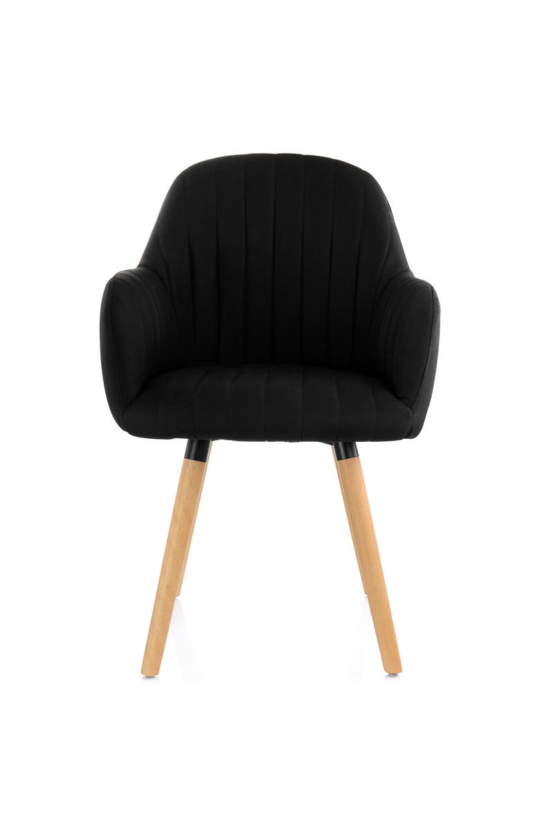 Elama 2 Piece Fabric Tufted Chair with Wooden Legs, Alternate, color, Black
