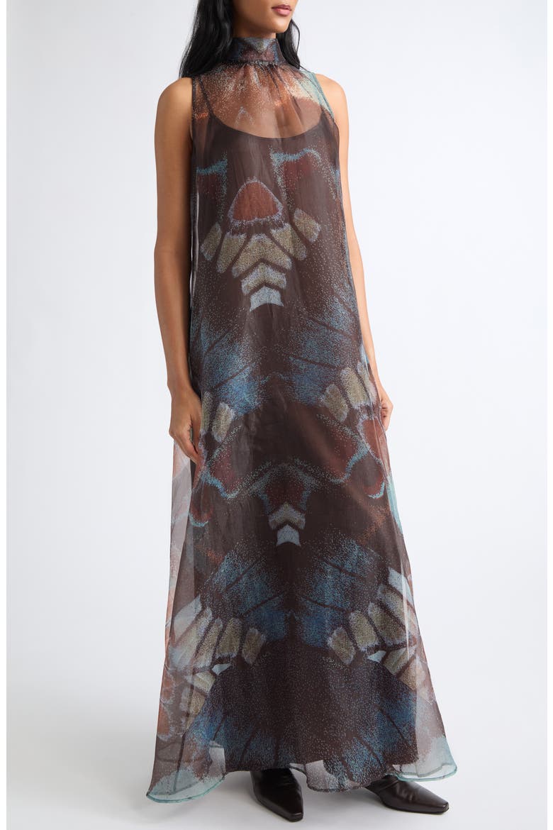 Albee Mock Neck Sleeveless Midi Dress, Alternate, color, BUTTERFLY SKY