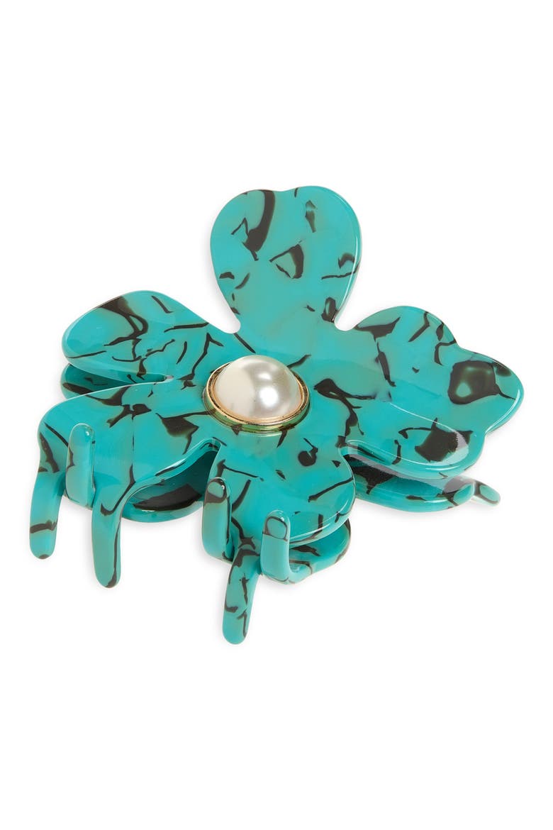 Lily Claw Hair Clip, Main, color, TURQUOISE