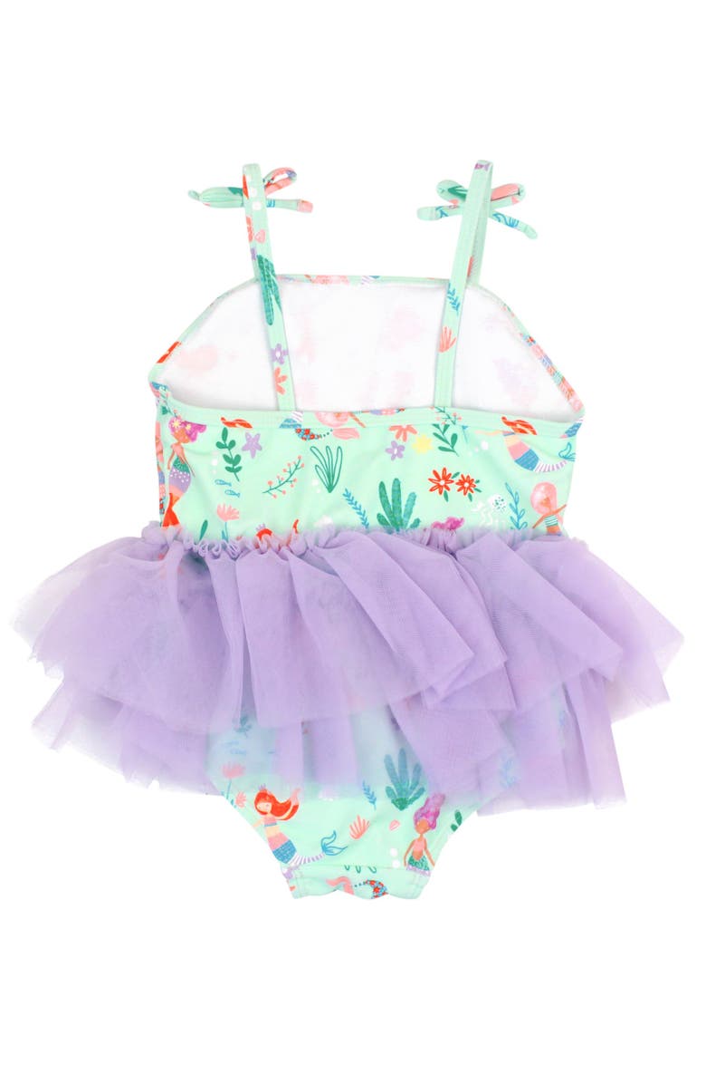RuffleButts Girls UPF50+ Tulle Skirted One Piece, Alternate, color, Mermaid Princess