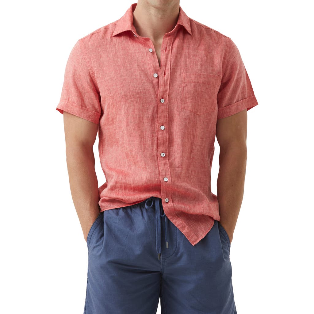 Rodd & Gunn Ellerslie Linen Textured Classic Fit Button-up Shirt In Crimson