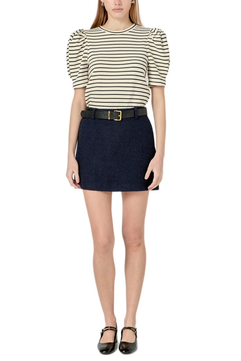 Puff Sleeve Top, Alternate, color, BLACK/ WHITE