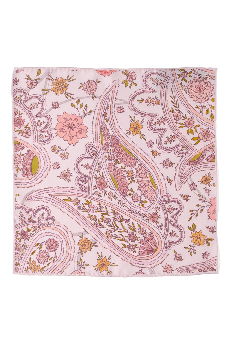 Floral Paisley Silk Blend Pocket Square, Alternate, color, PINK