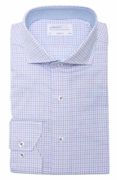 Lorenzo Uomo Trim Fit Textured Stretch Cotton Dress Shirt
