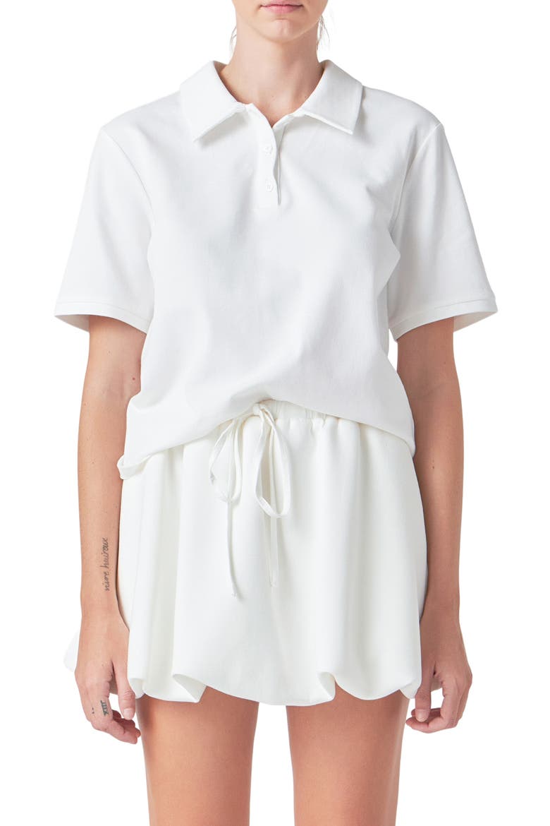 Cotton Piqué Polo, Main, color, WHITE