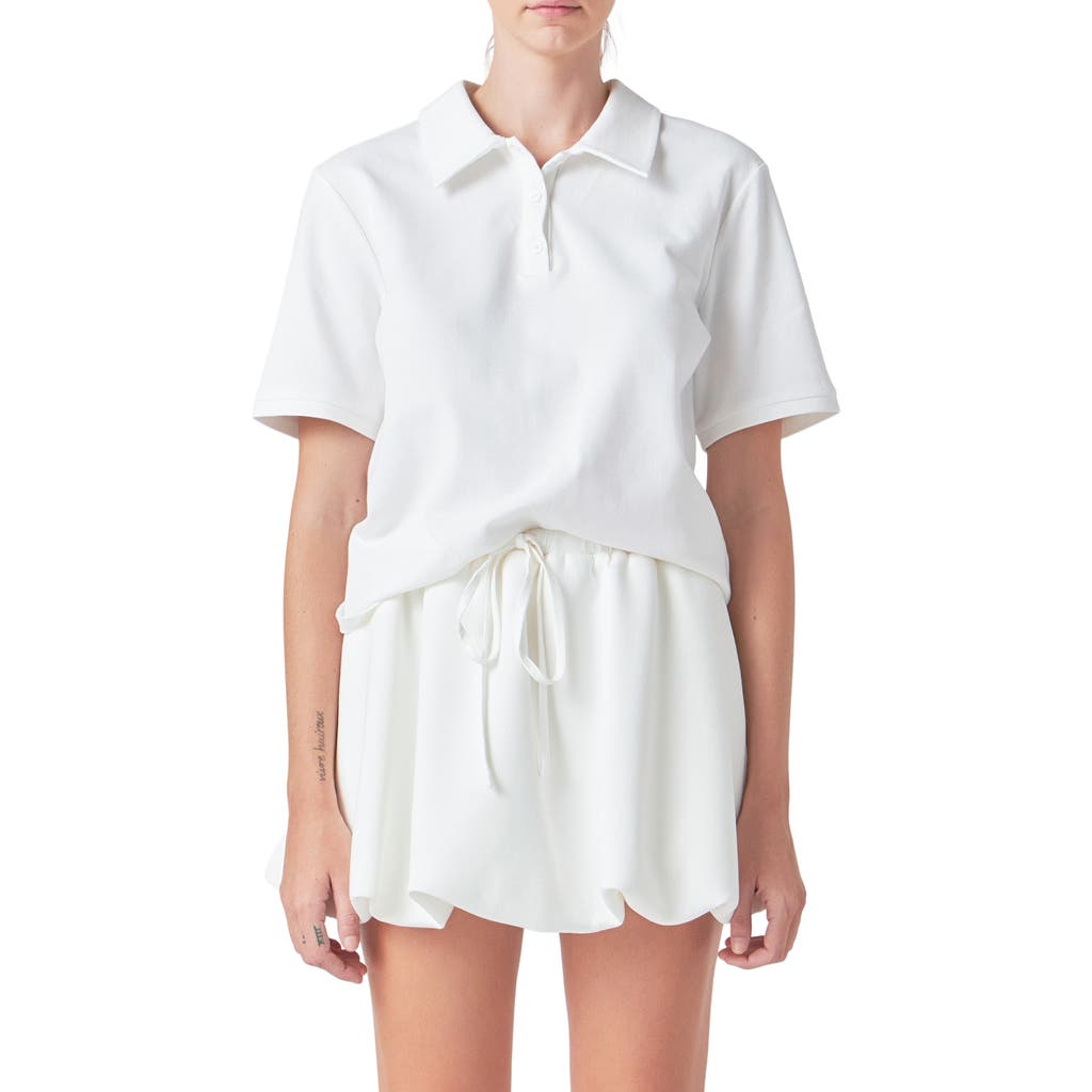 Grey Lab Cotton Piqué Polo In White