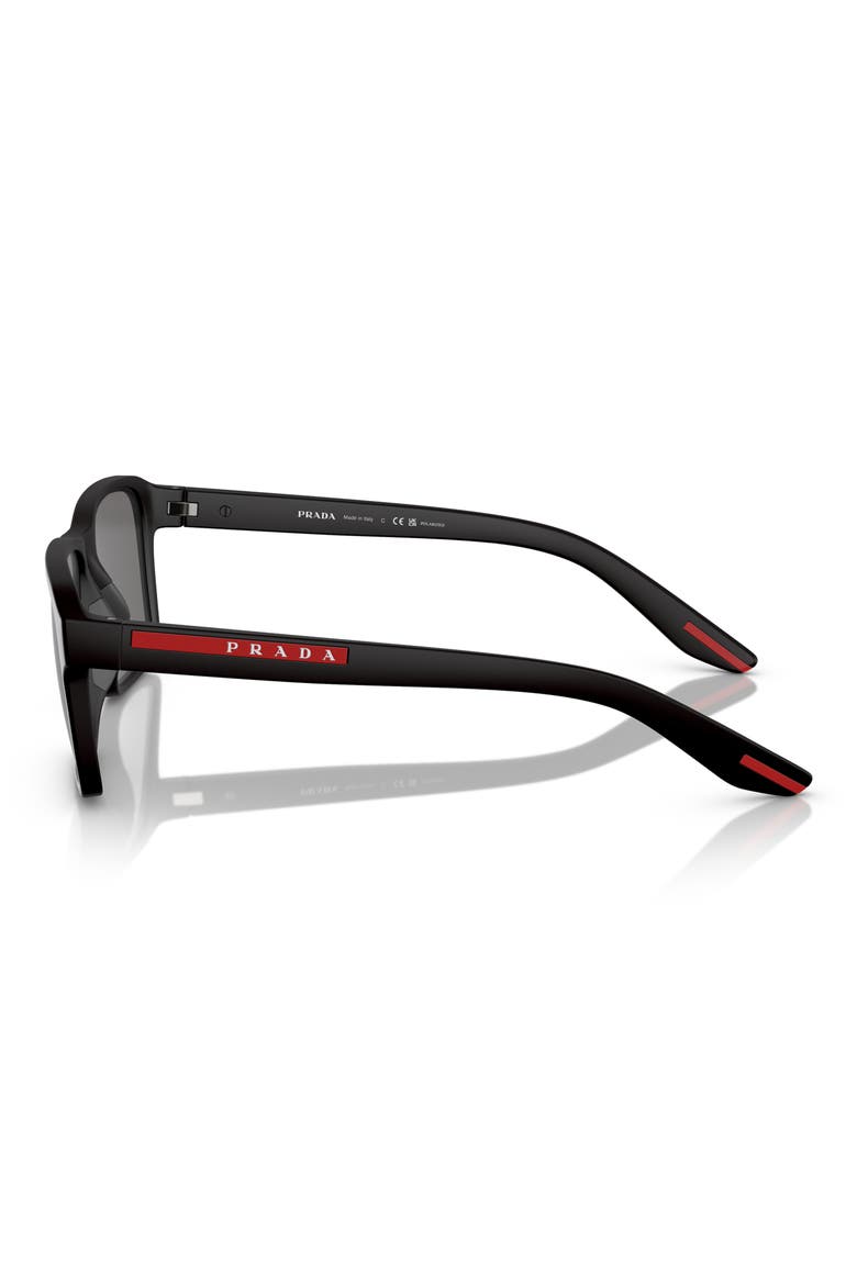58mm Polarized Rectangular Sunglasses, Alternate, color, RUBBER BLACK