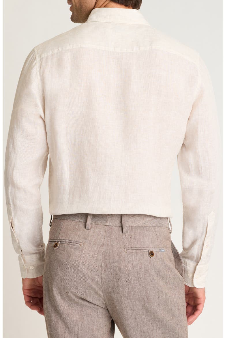 Everyday Pinstripe Linen Button-Down Shirt, Alternate, color, SUMMER SAND