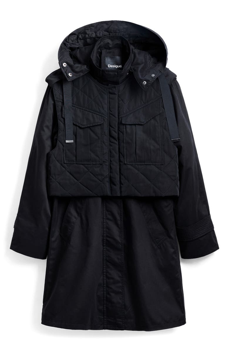Desigual 2-in-1 Coat with Detachable Vest & Removable Hood, Alternate, color,