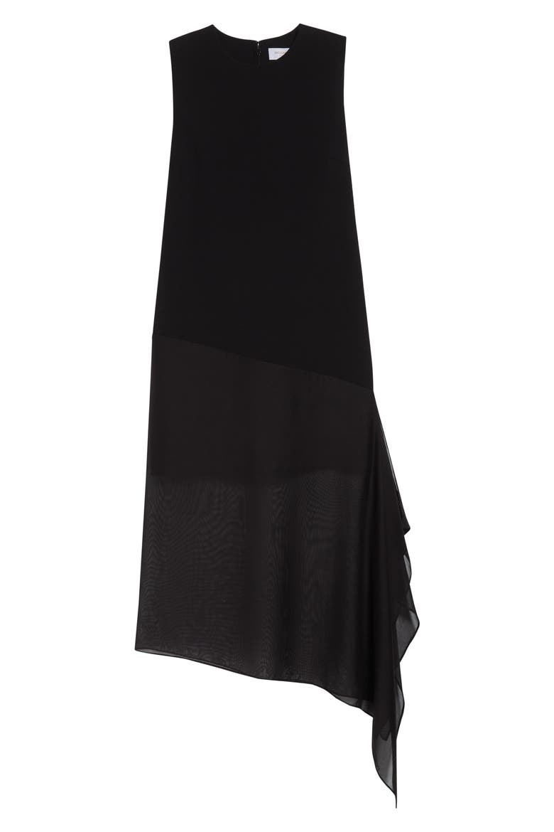 Veiled Virgin Wool Stretch Crepe & Silk Voile Dress, Alternate, color, BLACK