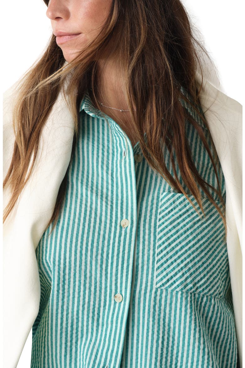 Gracey Stripe Oversize Cotton & Kapok Seersucker Button-Up Shirt, Alternate, color, SLUSHY STRIPE