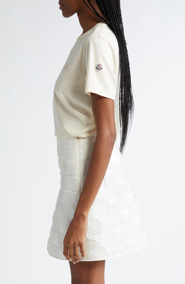 Moncler Bell Logo Grosgrain Trim Cotton T-Shirt, Alternate, color, Ivory